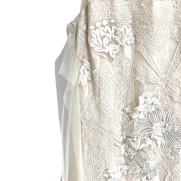 RARE Anthro Yoana Baraschi Vintage Ivory Embroidered Tulle Lace Slip Dress - 10 - Picture 5 of 15